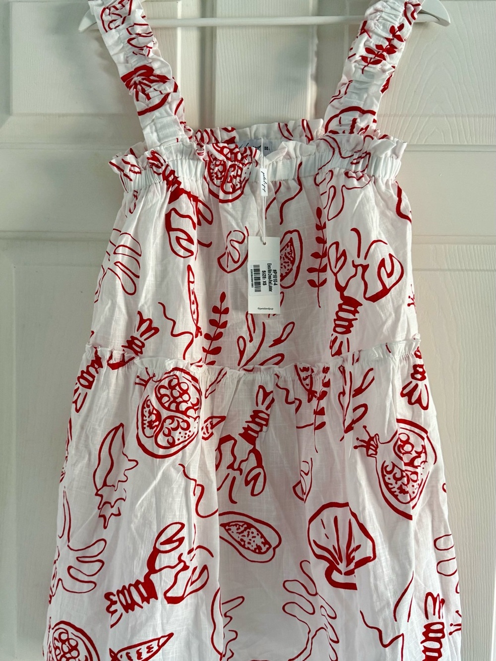 Petal & Pup White Dress with Red Floral Print